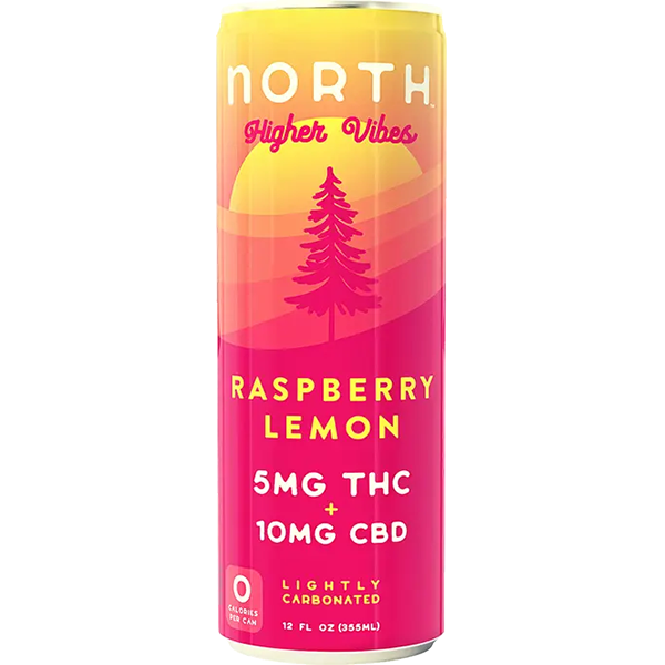 Picture of North Higher Vibes 5mg THC + 10mg CBD Raspberry Lemon Seltzer (4 x 12oz cans)