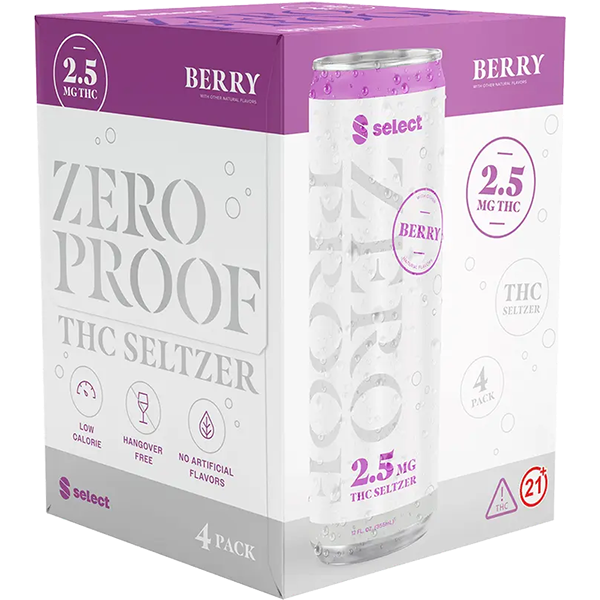 Picture of Select Zero Proof 2.5mg THC Berry (4 x 12oz cans)