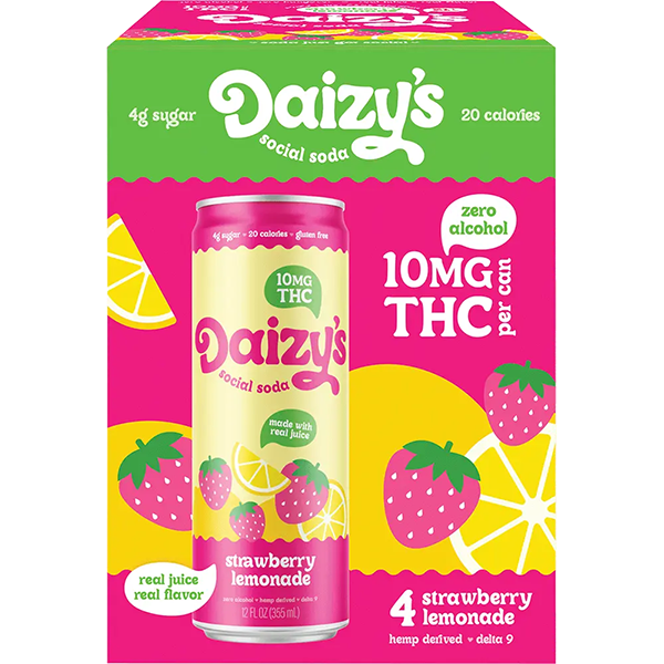 Picture of Daizy's 10mg THC Strawberry Lemonade Soda (4 x 12oz cans)