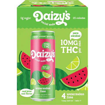 Picture of Daizy's 10mg THC Watermelon Lime Soda (4 x 12oz cans)