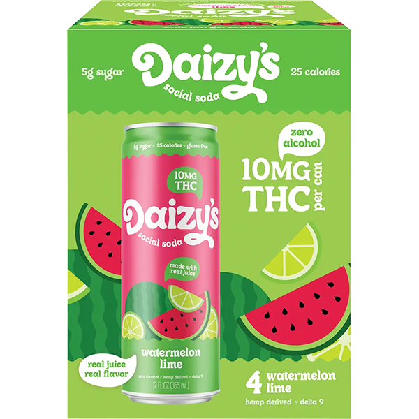 Picture of Daizy's 10mg THC Watermelon Lime Soda (4 x 12oz cans)