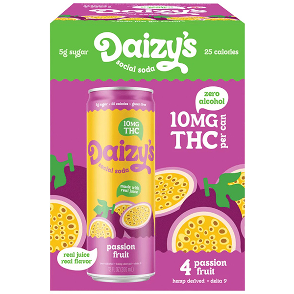 Picture of Daizy's 10mg THC Passion Fruit Soda (4 x 12oz cans)