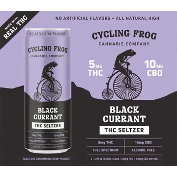 Picture of Cycling Frog 5mg THC Black Currant Seltzer (6 x 12oz cans)