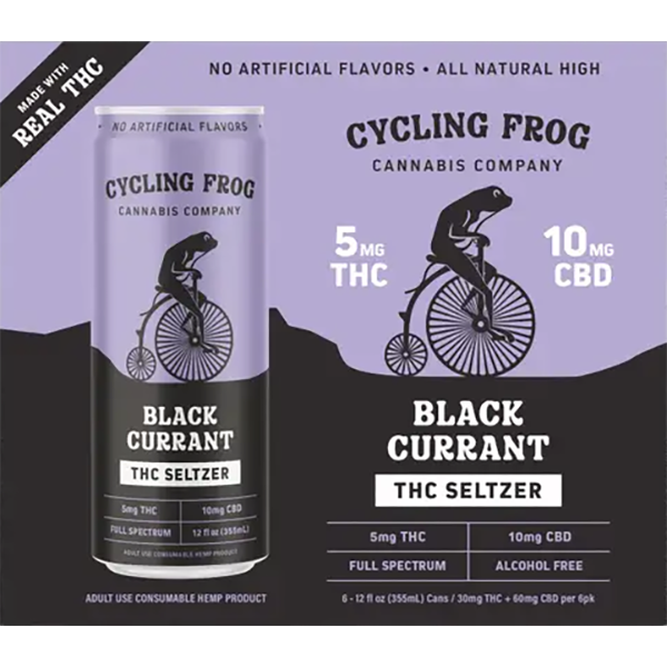 Picture of Cycling Frog 5mg THC Black Currant Seltzer (6 x 12oz cans)