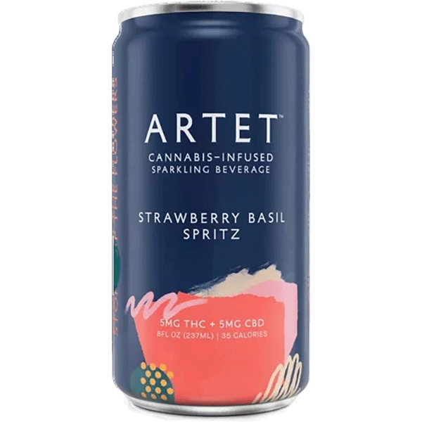 Picture of Artet 5mg THC + 5mg CBD Strawberry Basil Spritz (4 x 8.4oz cans)
