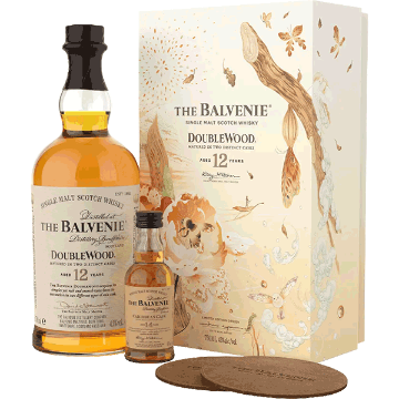 Picture of The Balvenie DoubleWood 12-Year-Old Coaster Set with 50ml 14-Year-Old Mini Bottle