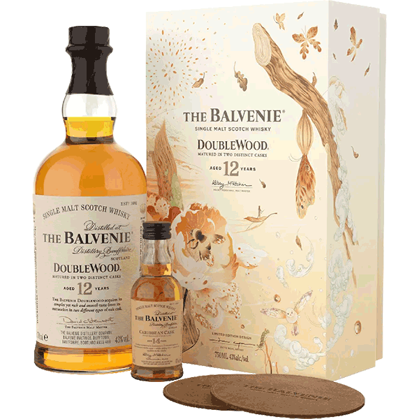 Picture of The Balvenie DoubleWood 12-Year-Old Coaster Set with 50ml 14-Year-Old Mini Bottle
